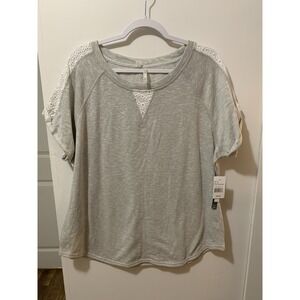 Silverware Top Woman's 2X Gray Graphite Short Sleeve Terry Roll Comfort Lounge